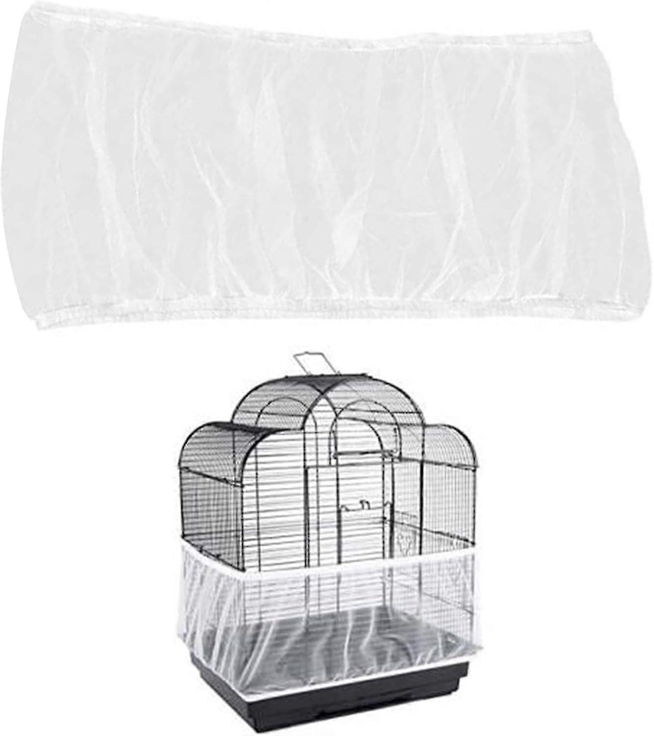 Adjustable Protective Cover for Bird Cages, Ventilated Mesh Skirt and Seed Catcher Netting, Suitable for Various Bird Cage Designs