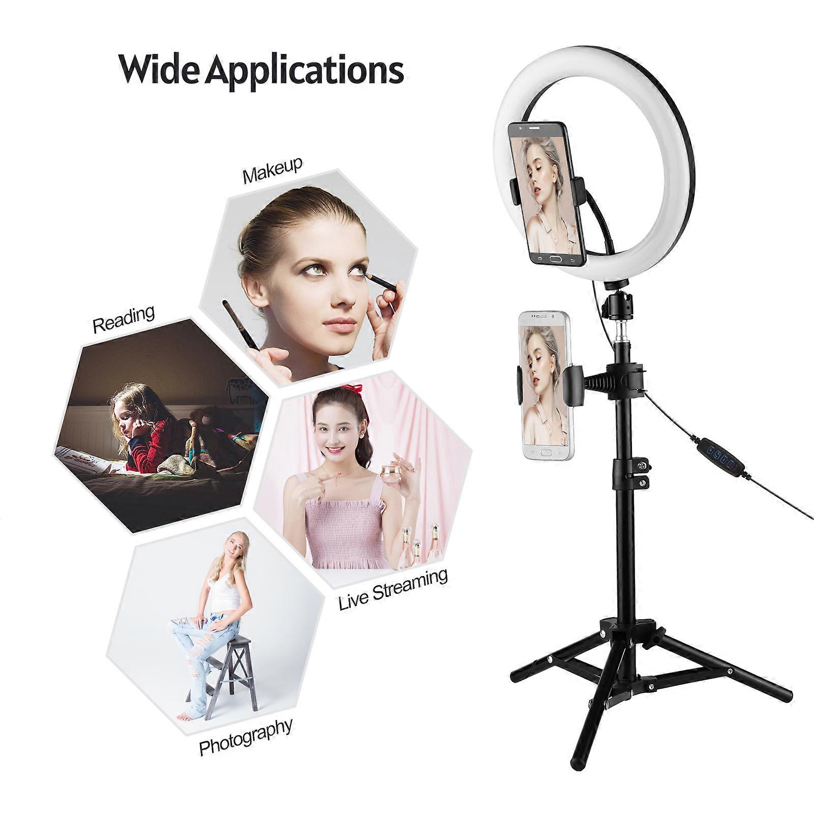 10" LED Ring Light with Stand - USB-Powered, Adjustable Brightness & Modes for Makeup