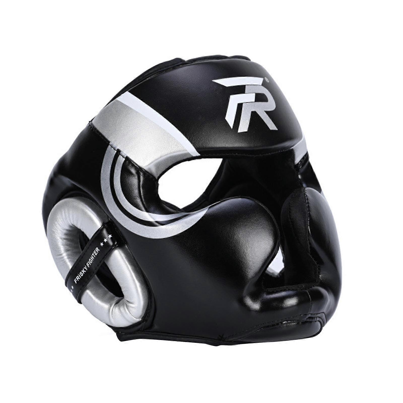 Boxing Headwear, Forehead and Ear Protection, Full Face Protection, Training Protective Equipment Silver L