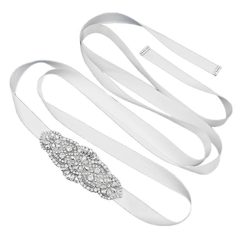 Cinto de cintura prateado para noiva com strass e pérolas (1 peça)