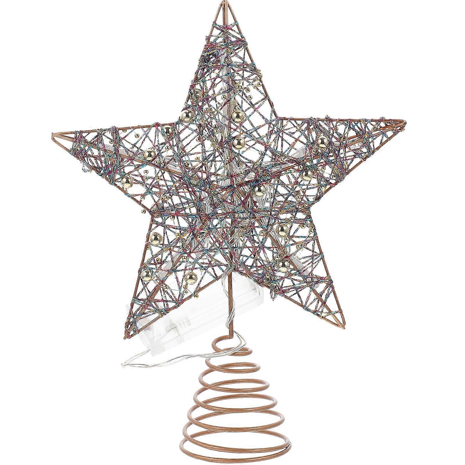 Elegant Tree Topper Star with LED Lights for Christmas Celebration Iron 1Pack