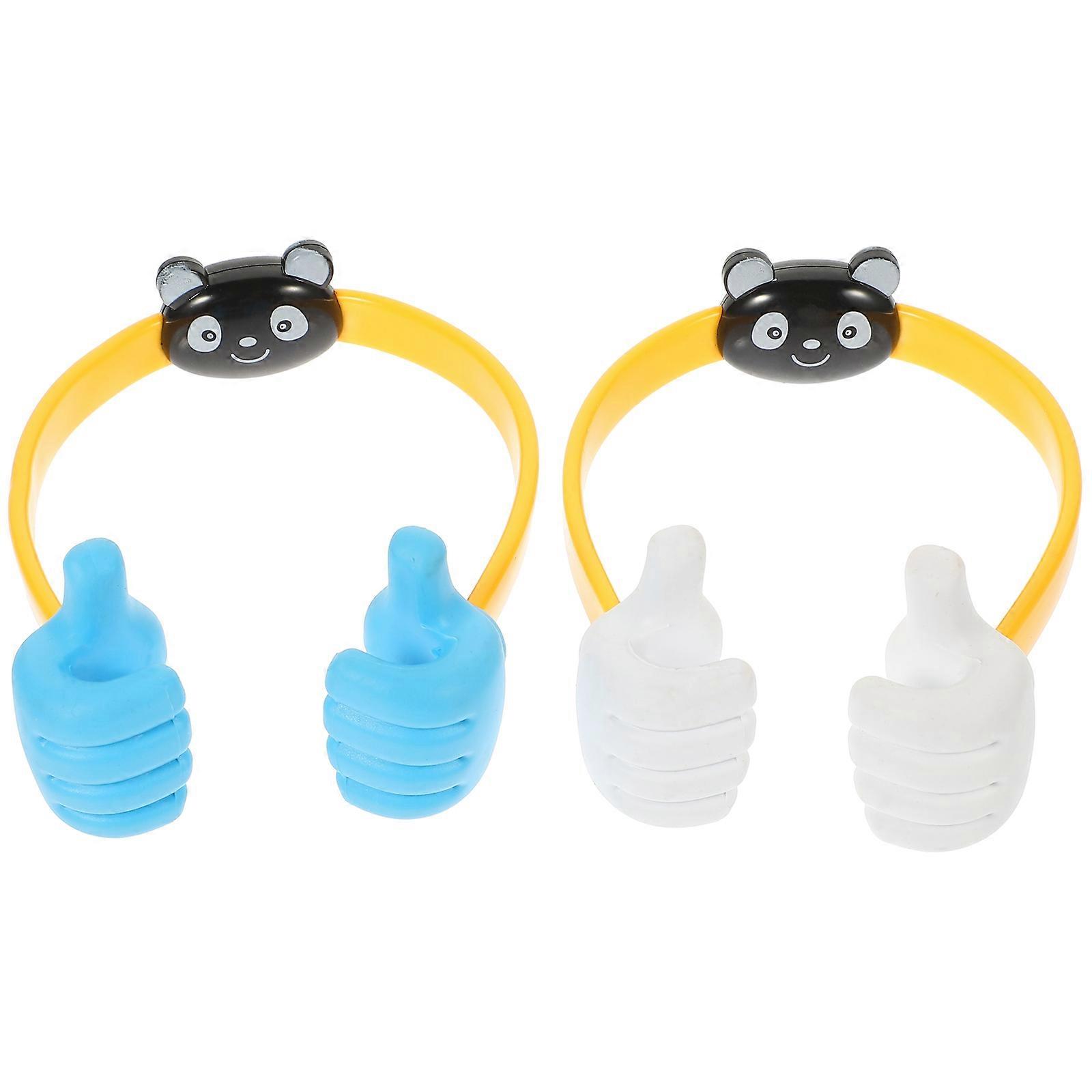 2pcs Novelty Phone Holders Lazy Thumb Stand Racks for Smartphones Cute Cartoon Design Viewing Angle for Hands Free Movie Watching and Decoration