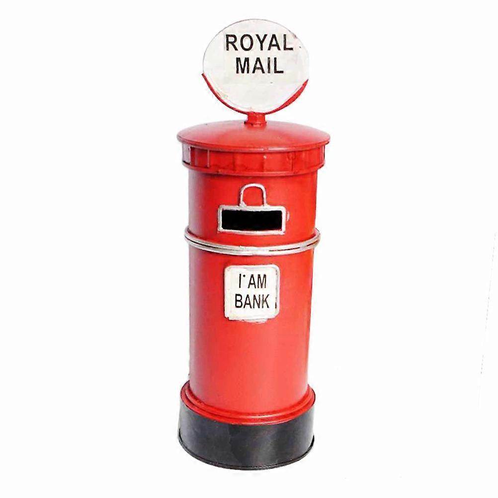 Kids Post Box Red Mailbox Ornament Saving Pot Office Decoration Rectangular Shape Iron Material 1Pack