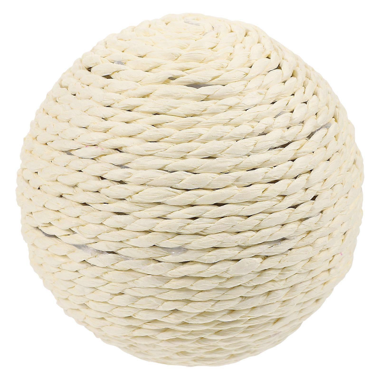 Cat Scratcher Ball Toy Interactive Play Kitten Scratcher Beige Round Shape Simple and Elegant Style 10.00X10.00X10.00CM 1Pack