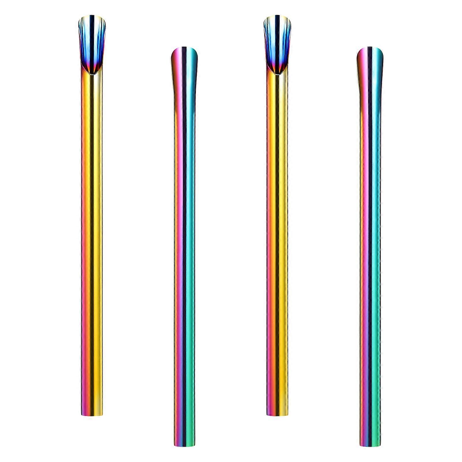 Reusabe Drinking Straws Metal Straws Multi Color 21.50X1.00X1.00cm For Eco-conscious Users 4Pcs