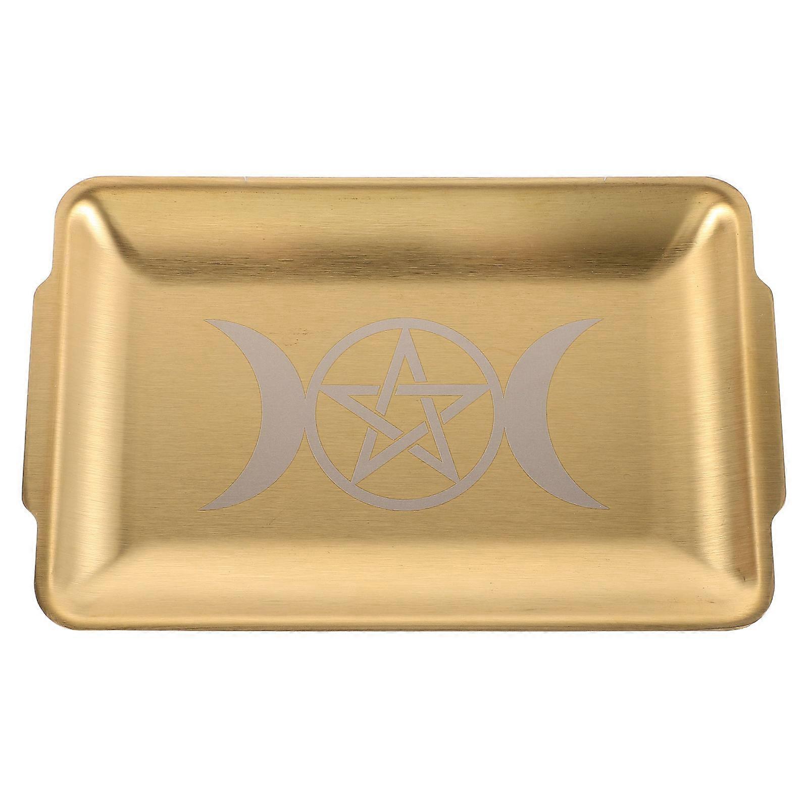 Candle Altar Ritual Plate Golden Flat Bowl Ritual Accessory 22.00X14.00X1.60CM Moisture-Resistant Protection 1Pcs