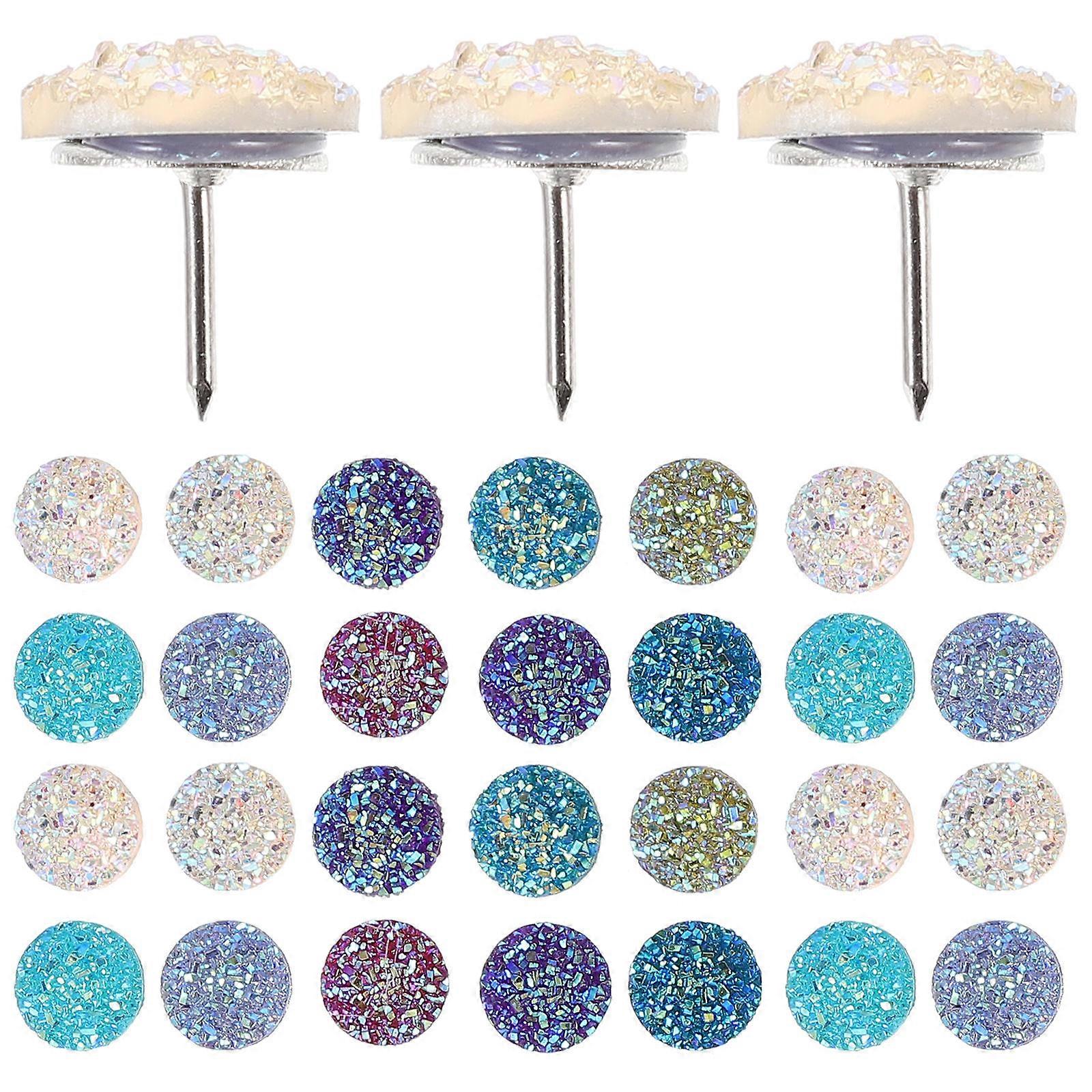 Desk Push Pins Delicate Design Thumb Tacks Office Use Assorted Color Round Head Fixer 30Pcs