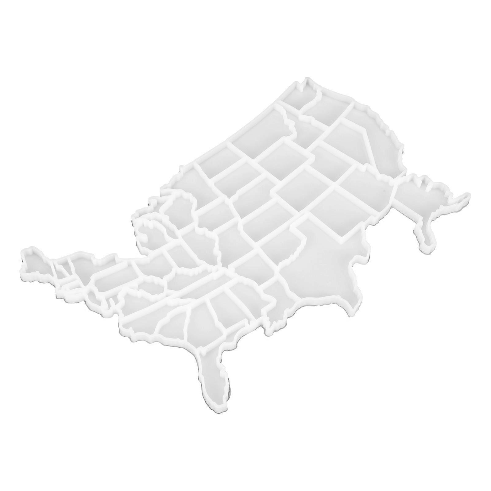 Jigsaw Puzzle Silicone Mold United States Map Mold For Diy Projects Craft Creation Simple Design Transparent 24.50X16.00X0.60CM 1Pack