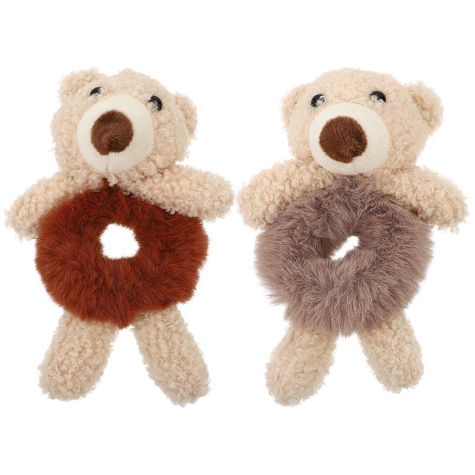 Ours En Forme Cheveux Accessoires Élastique Léger Confortable À Porter Marron 2Pcs