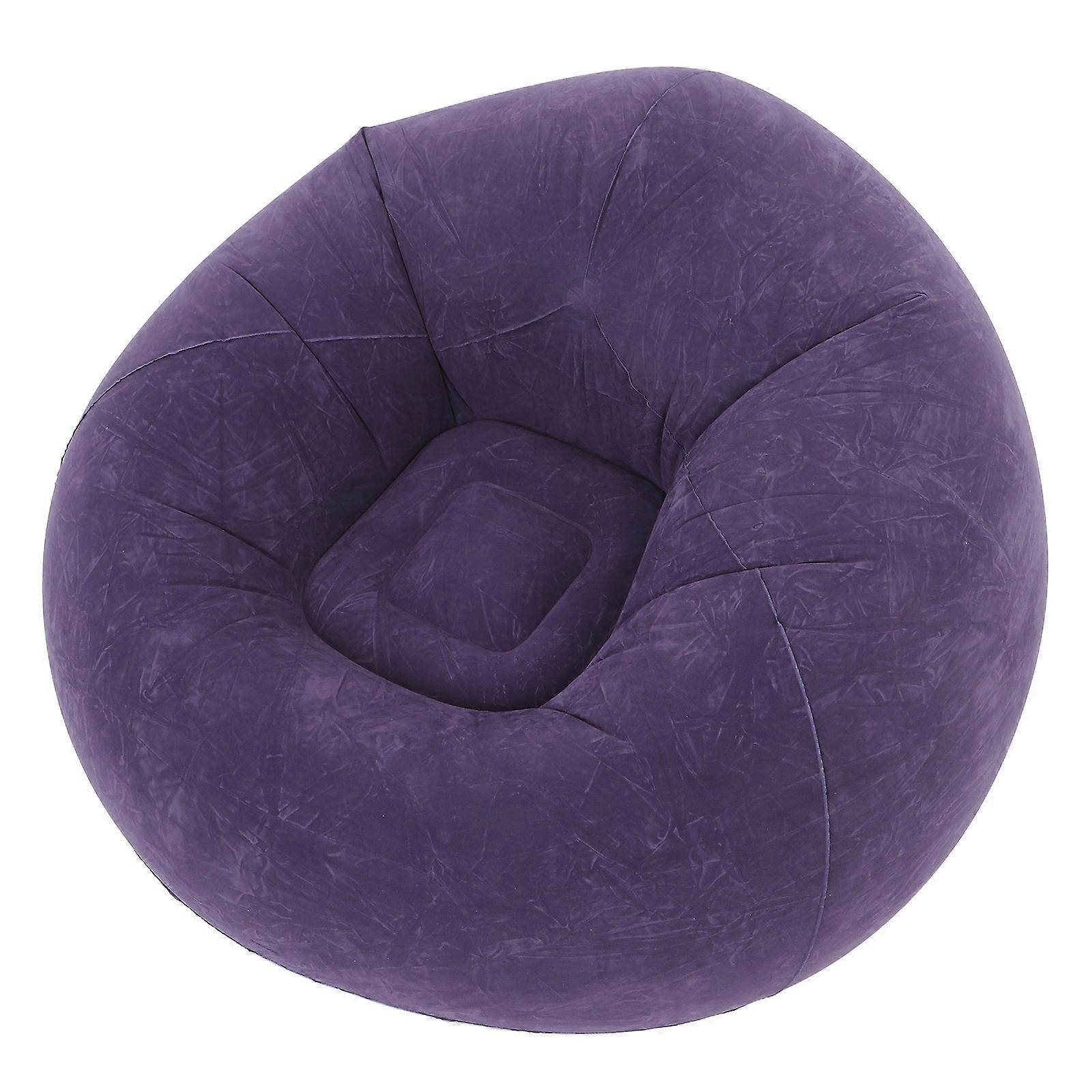 Inflatable Bean Bag Chair Flocked PVC Portable Folding Seat for Indoor Outdoor Use Lazy Sofa for Living Room Bedroom Garden Relaxation