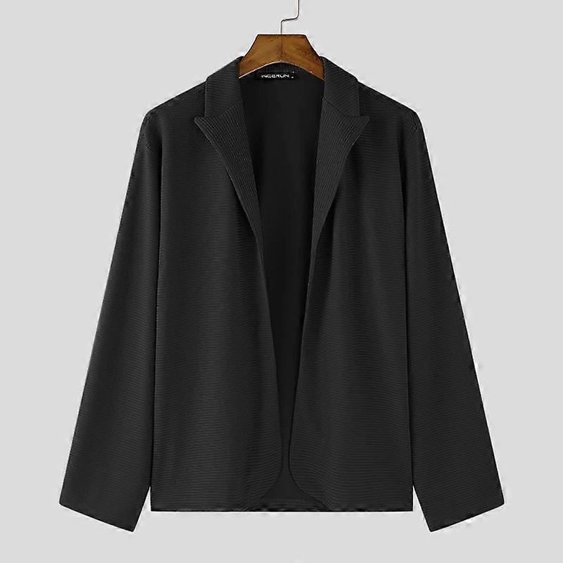 INCERUN Oversized Men Long Sleeve Knitted Open Front Cardigan