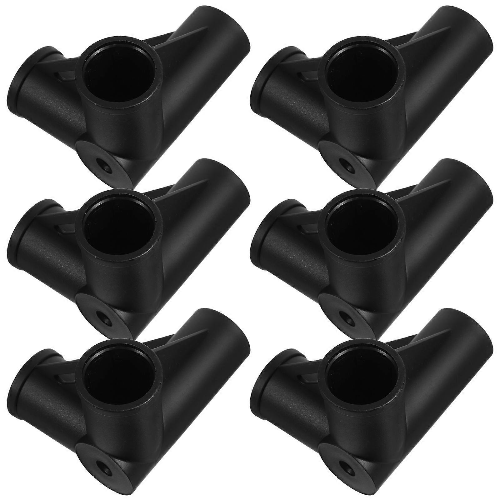 Tent Support Joint Tent Pole Connectors Stable Support For Camping 6Pcs Black ABS