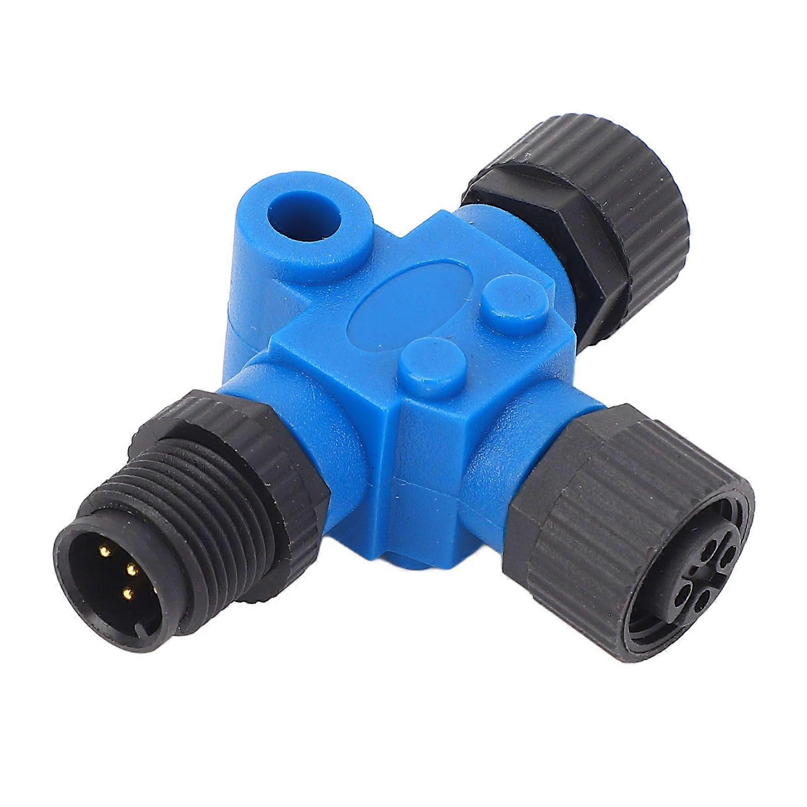 for NMEA 2000 Marine T Connector M12 5 Pin IP67 Water Resistant Stable Connection Backbone Cable Tee Terminator for Lowrance Networks Blue MK03618