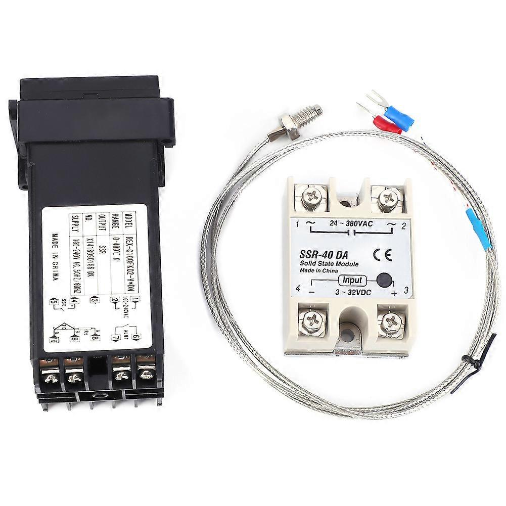 Temp Controller 40A Solid-state Relay K type Thermocouple Probe Cable AC 100~240V Kit
