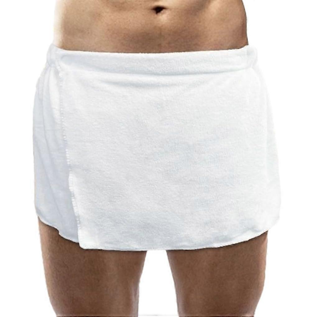 Appropriate size men's bath towel for comfort, microfiber swim towel wrap with snap closure, soft polyester white