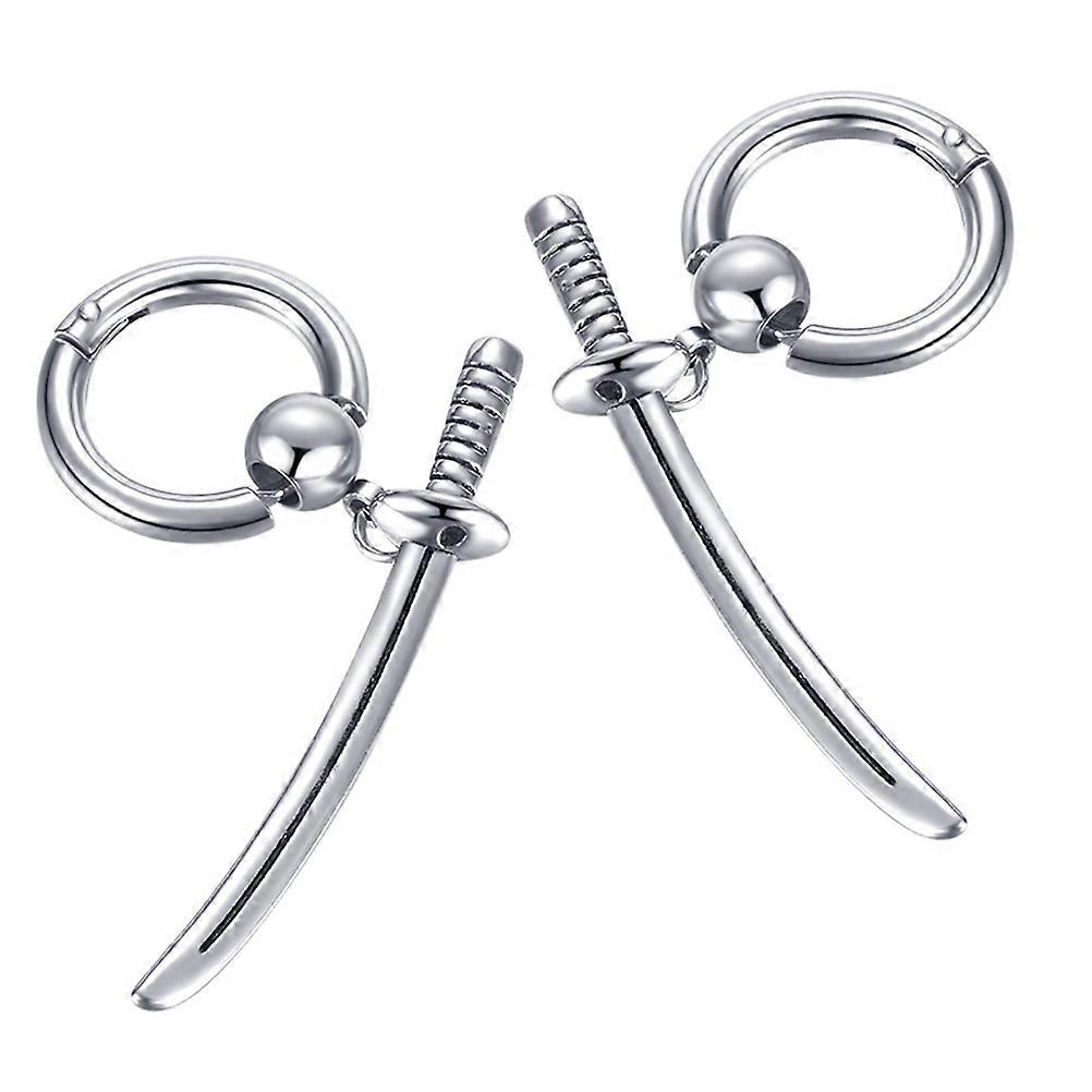 Dangle Drop Earrings for Daily Life Silver 4x1.7cm Comfortable to Wear 1 Pair