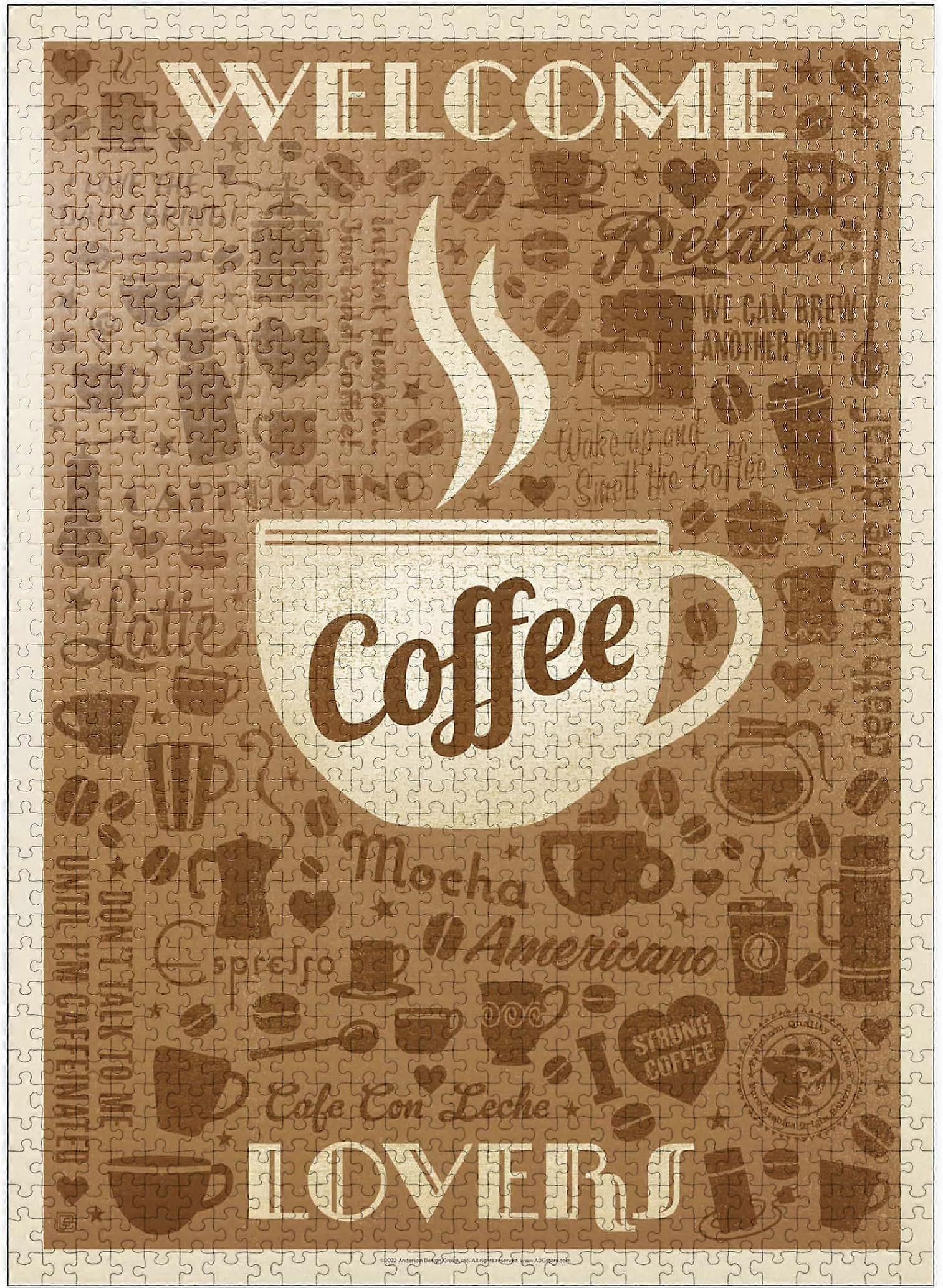 Coffee Pattern Print,  Premium 1000 Piece Jigsaw Puzzle