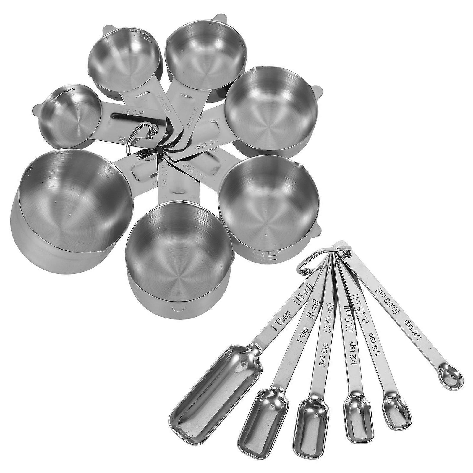 Baking Measuring Cups Spoons Set Accurate Measuring Tool Kitchen Tools 304 Stainless Steel Stackable Spout Design 1Set