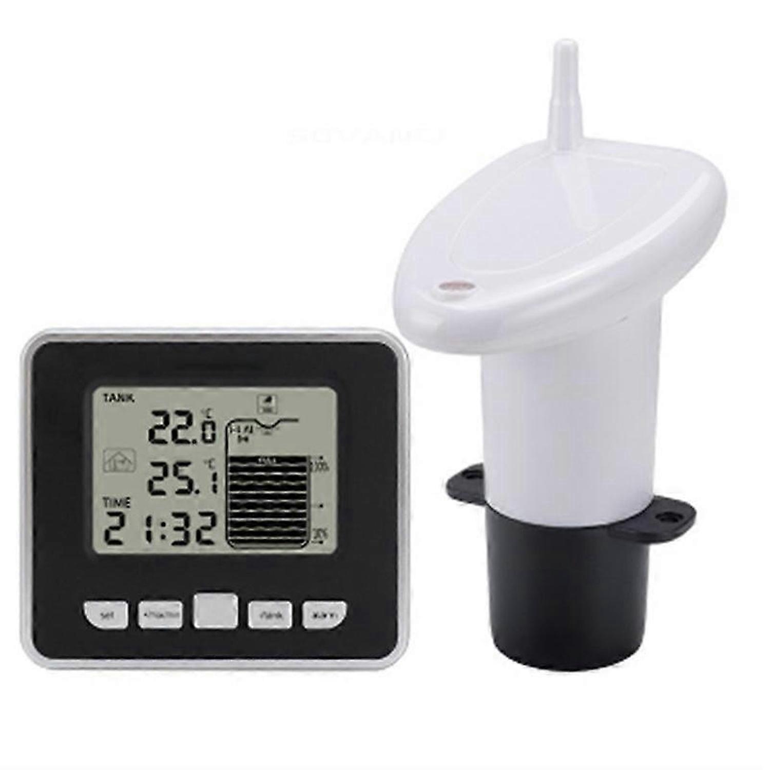 Wireless Ultrasonic Water Tank Liquid Level Meter with Temperature Sensor Water Level Time Display L