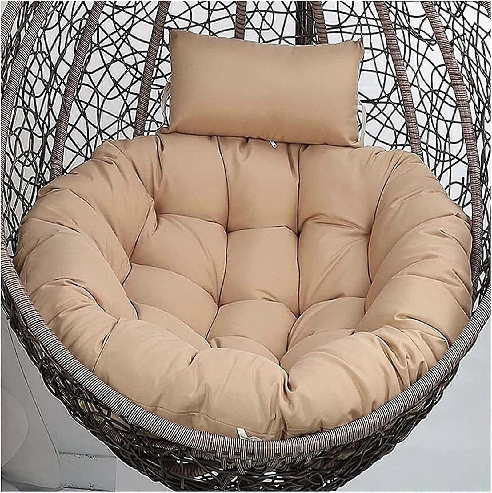 Waschbares Eierstuhlkissen 125 cm für Hollywoodschaukel und Hängesitz, Khaki Garten Sitzkissen 49.2 in