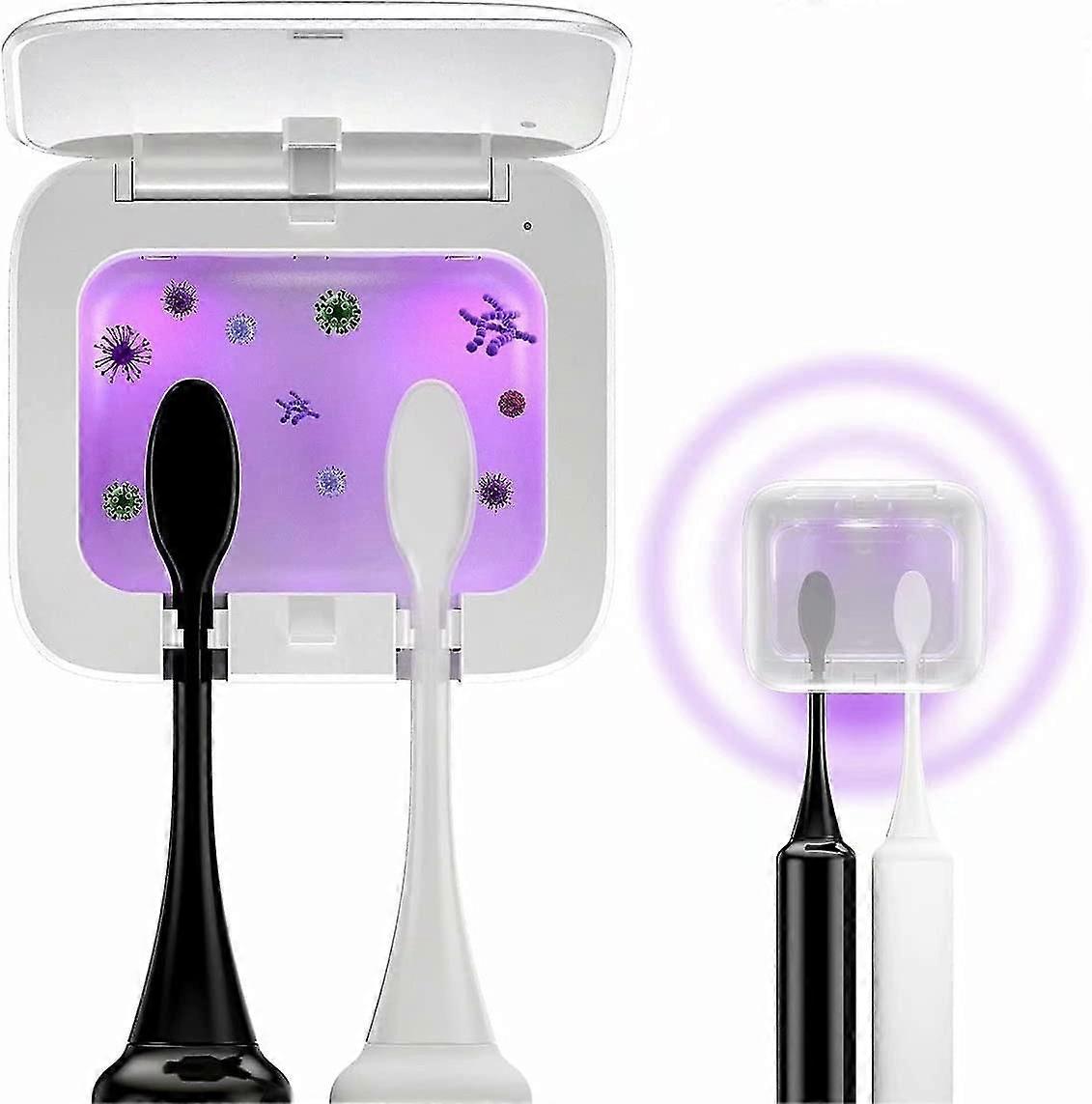 Uv Toothbrush Sterilization Caddy Wall Mounted Toothbrush Holder - With Sterilization Timer Function Bathroom Toothbrush Holder (Double)