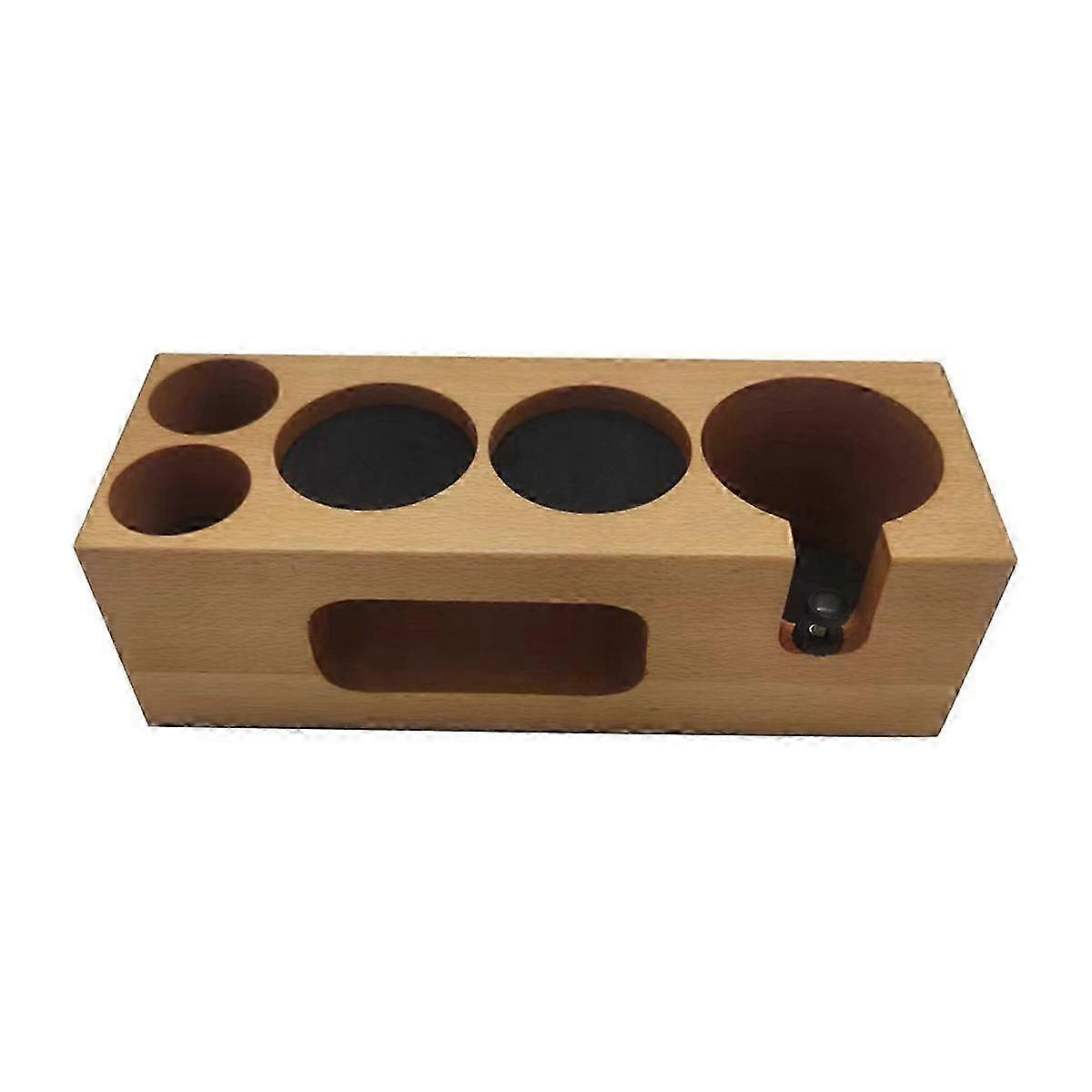 Coffee Tamper Holder and Stand Wooden Base Espresso Distributor Mat Rack for Coffee Maker
