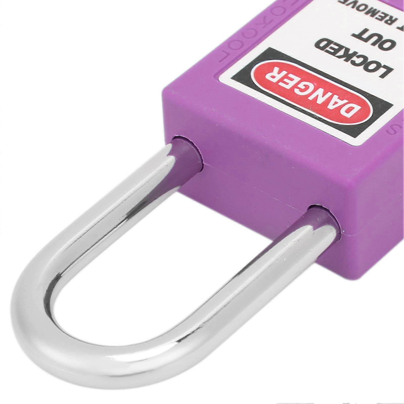 5Sets 38mm Padlock Lockout Tagout HardWearing with 10 Keys Writable Label for Machine Building Security(Purple )