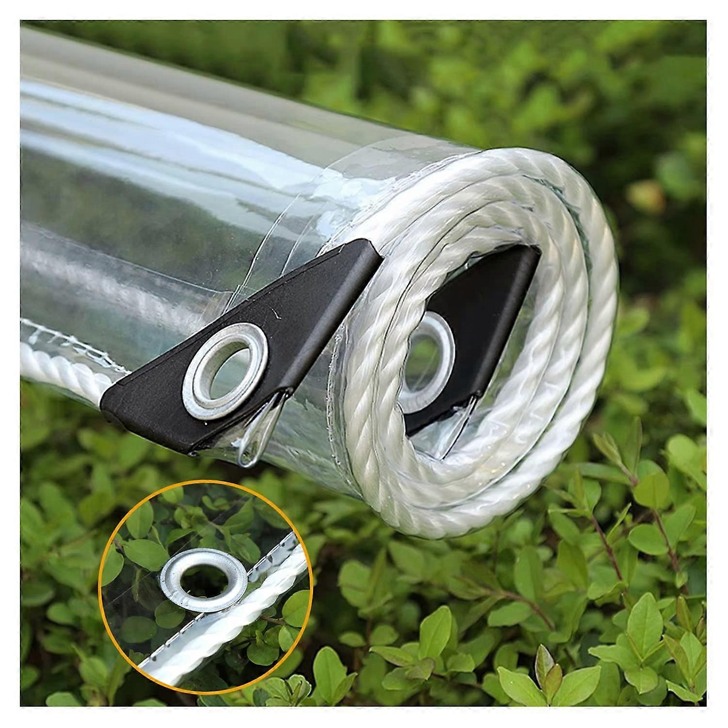 Klar Plane Waterproof, 0.35mm Heavy Duty Transparent Rainproof Tarp with Grommets (Clear, 2.2x6m)