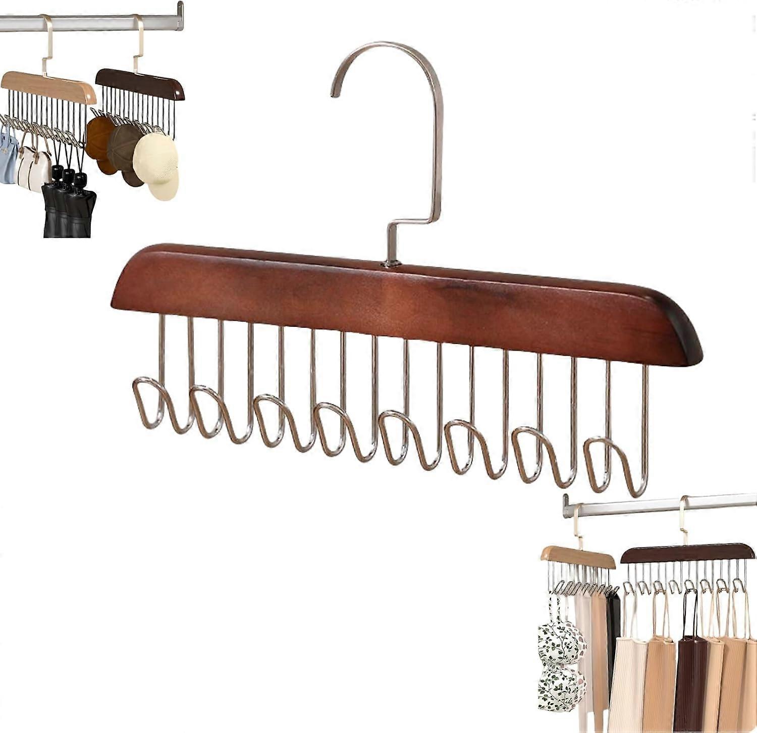 Multifunctional Non-Slip Storage Hangers, Non-Slip Coat Rack with Multiple Hooks, 360° Rotating Multi-Purpose Hanger with 8 Hooks - Retro Color