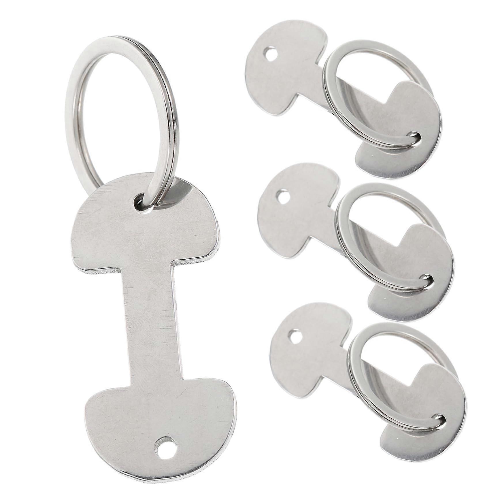 4 Piece Shopping Cart Tokens Keychain Holders, Practical Trolley Coin Pendants, Compact 7.00x2.60x2.20cm for Everyday Use