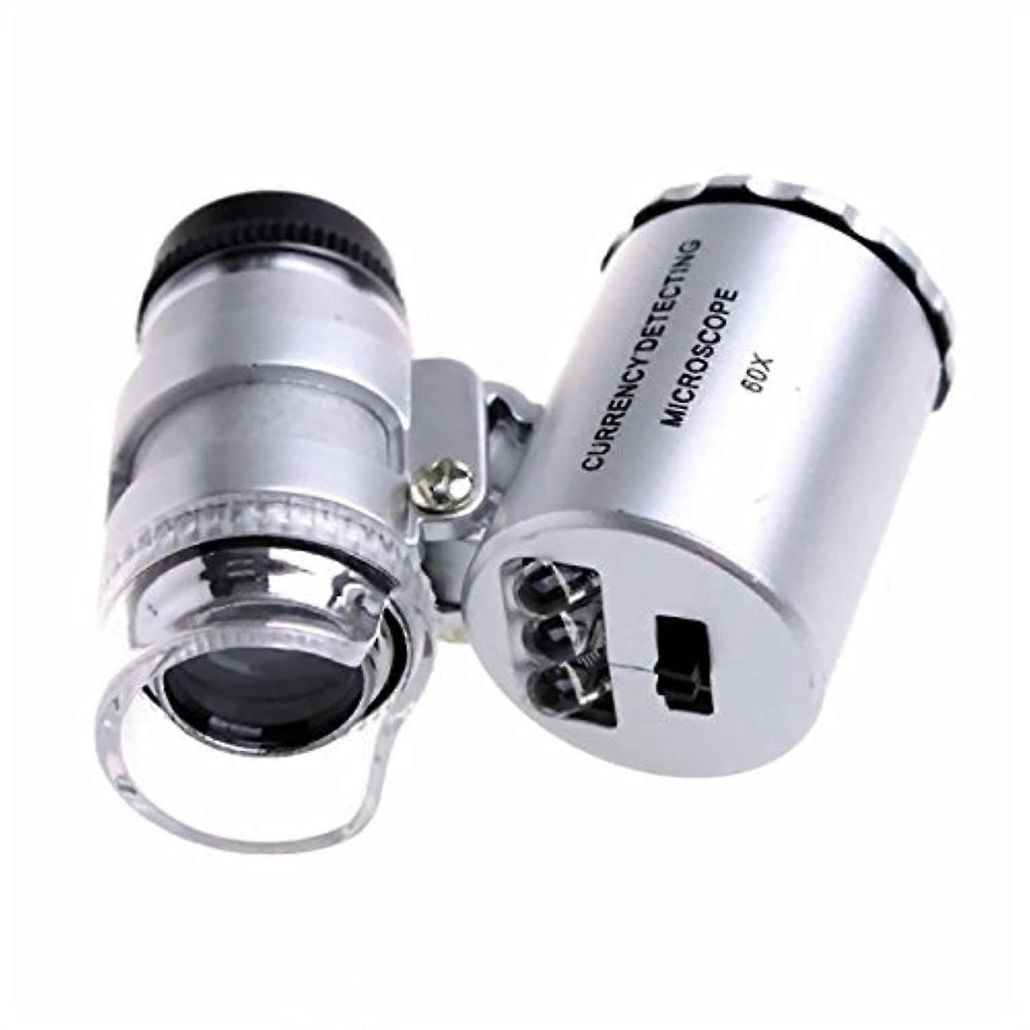 Mini Microscope Pocket 60x Magnifier with LED Light Handheld Loupe for Jewelers and Hobbyists