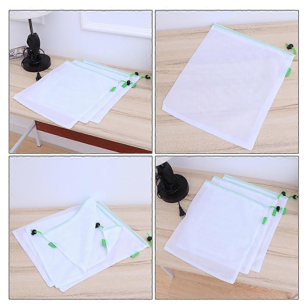 Reusable Mesh Bags Breathable Net Tote For Beach Trips and Picnics 14 Inch Green String 5Pcs
