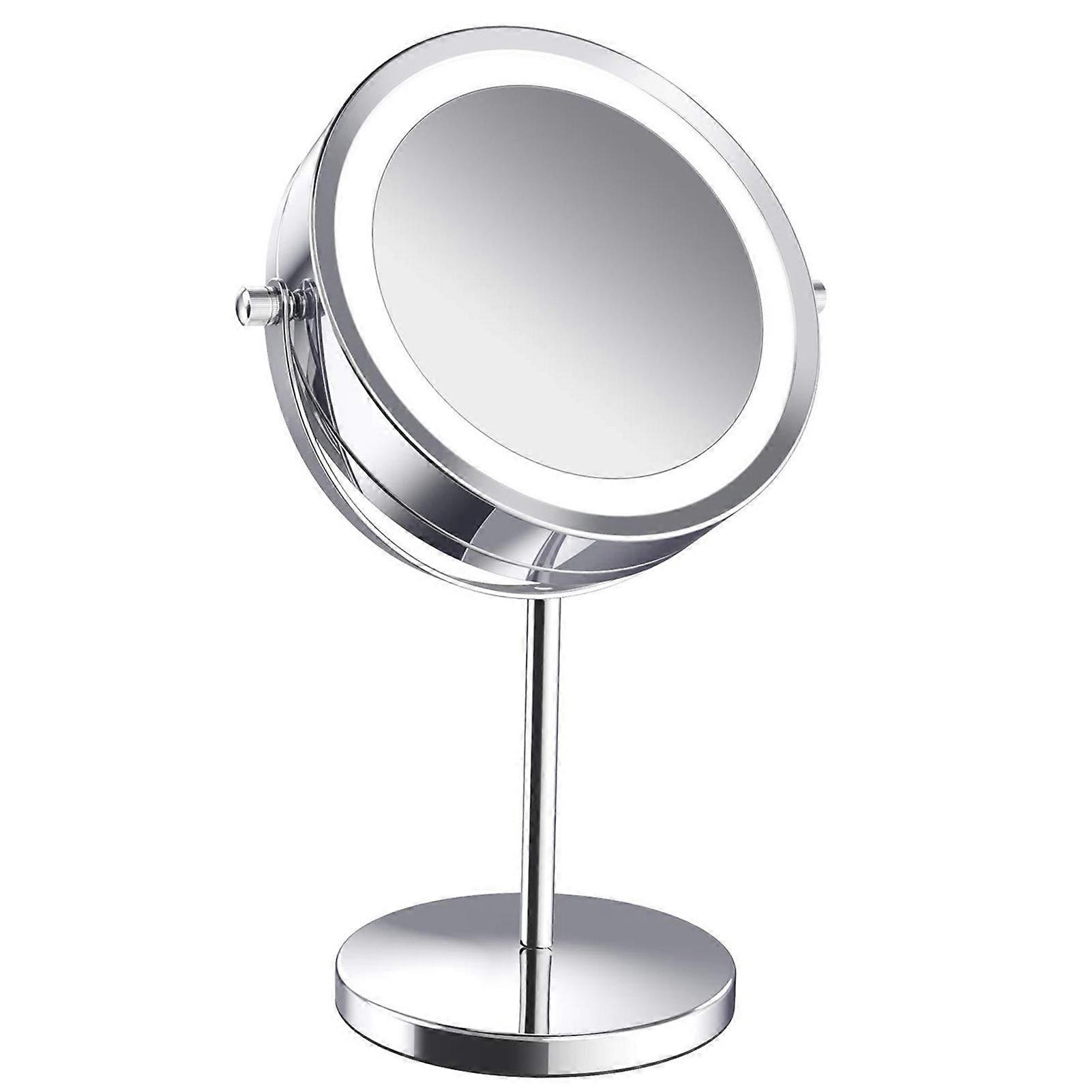 Magnifying Makeup Mirror with LED Light Double Sided 5X Magnification 360 Degree Rotation Vanity Mirror Rechargeable Dimmable