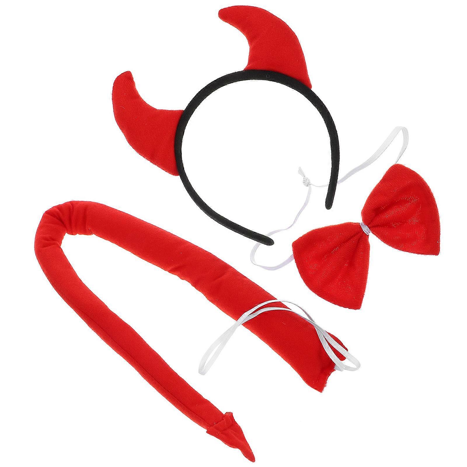 Cosplay Accessory Devil Costume Set Halloween Themed Headband Bowtie Tail Creative Design 1Set