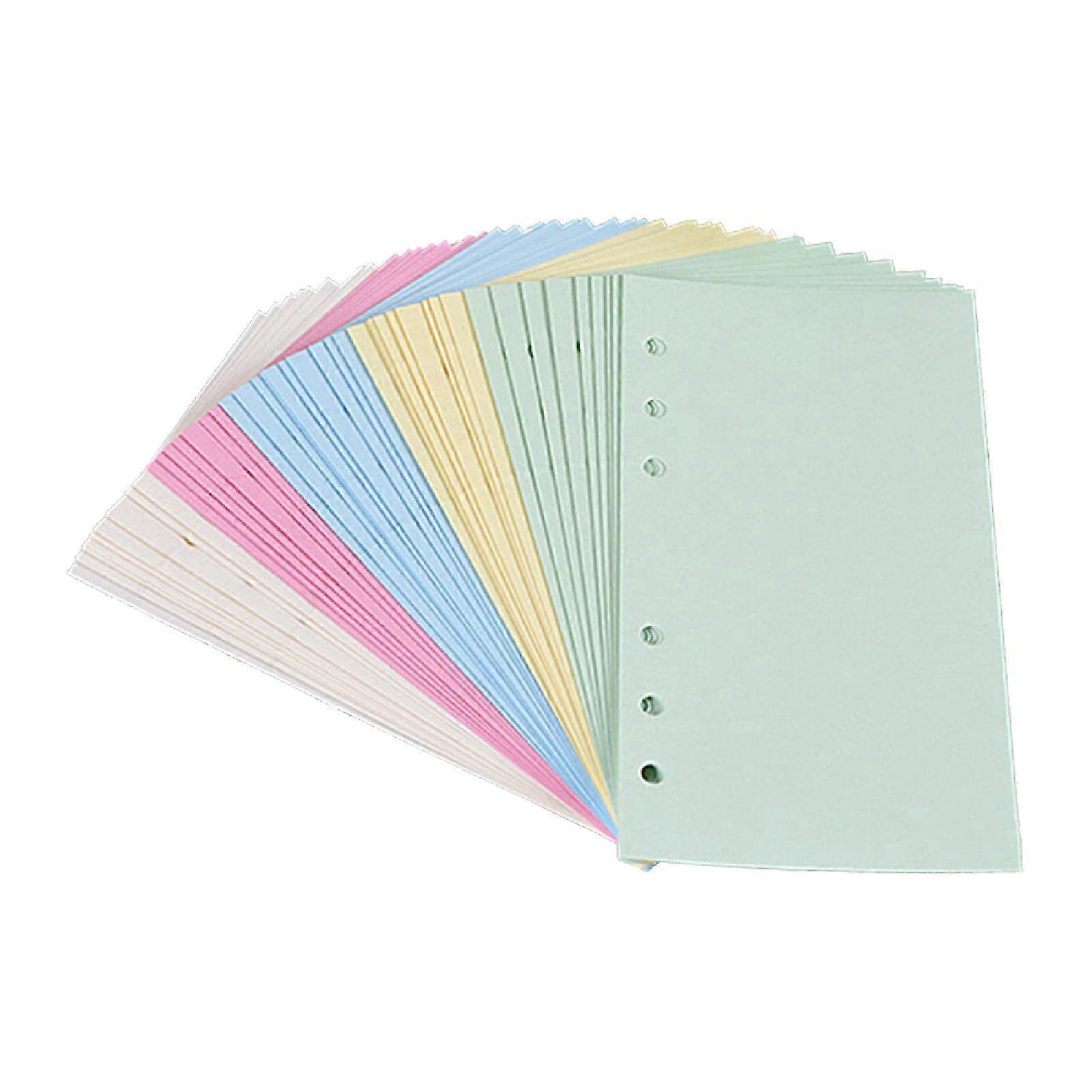 A6 Coloured Refill Paper 6 Holes Ruled 50 Sheets 100 Pages Assorted Colors Loose Leaf Sheets for Binders