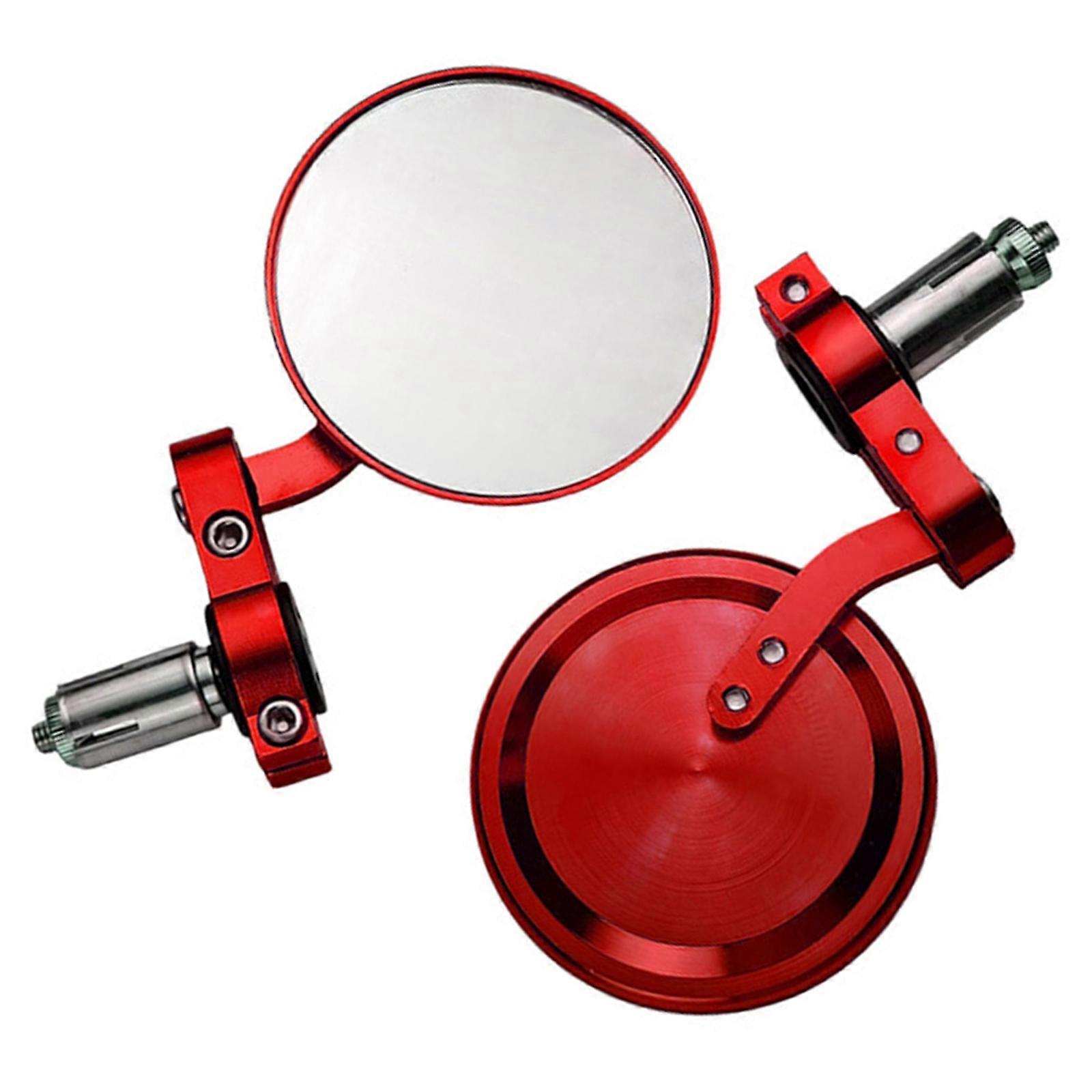 Modern Design Aluminum Round Rearview Mirrors Tool Included Installation Pair for Motorcycle Customization & Safety  Red