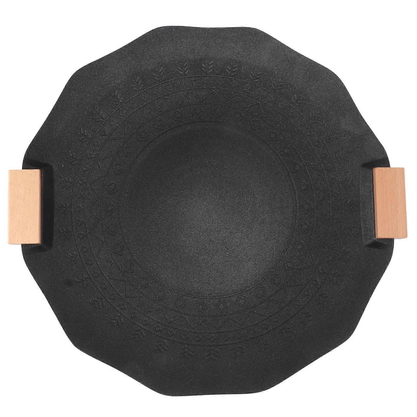 Portable nonstick smokeless grill pan with handle for home (black, geometric, 40 cm) Black Geometric 40cm