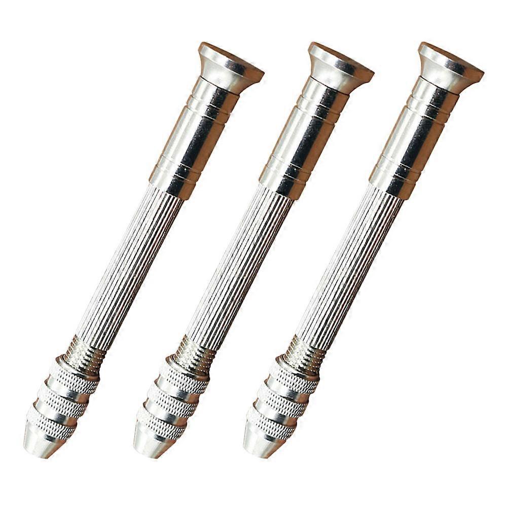 Manual Drill Set for DIY Use 3Pcs Alloy Steel Hand Puncher for Wood Plastic and Home Projects Silver