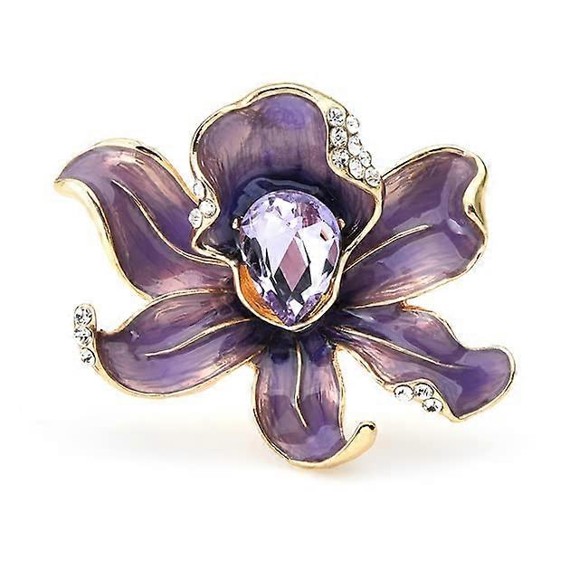 Schillernde Brosche für Bräute und Mädchen, Orange-Rosa Blumen Anstecknadeln aus Metall und Emaille, Hochzeitsaccessoires für Frauen