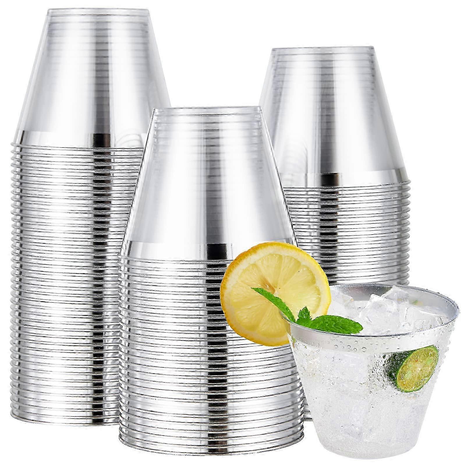 Copos com Borda de 9oz - Pacote de 100 Copos Reutilizáveis Duráveis para Festas e Eventos