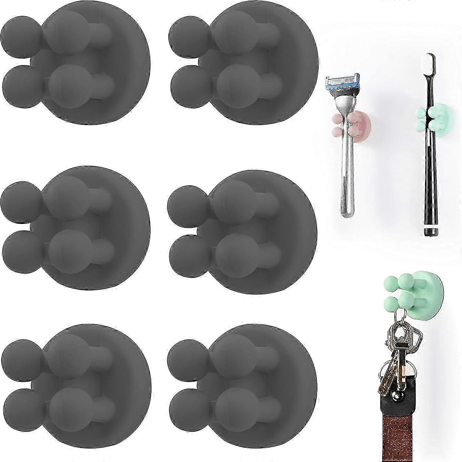 Silicone toothbrush holders 6 pcs multi-function hook razor holder waterproof self adhesive wall mou p