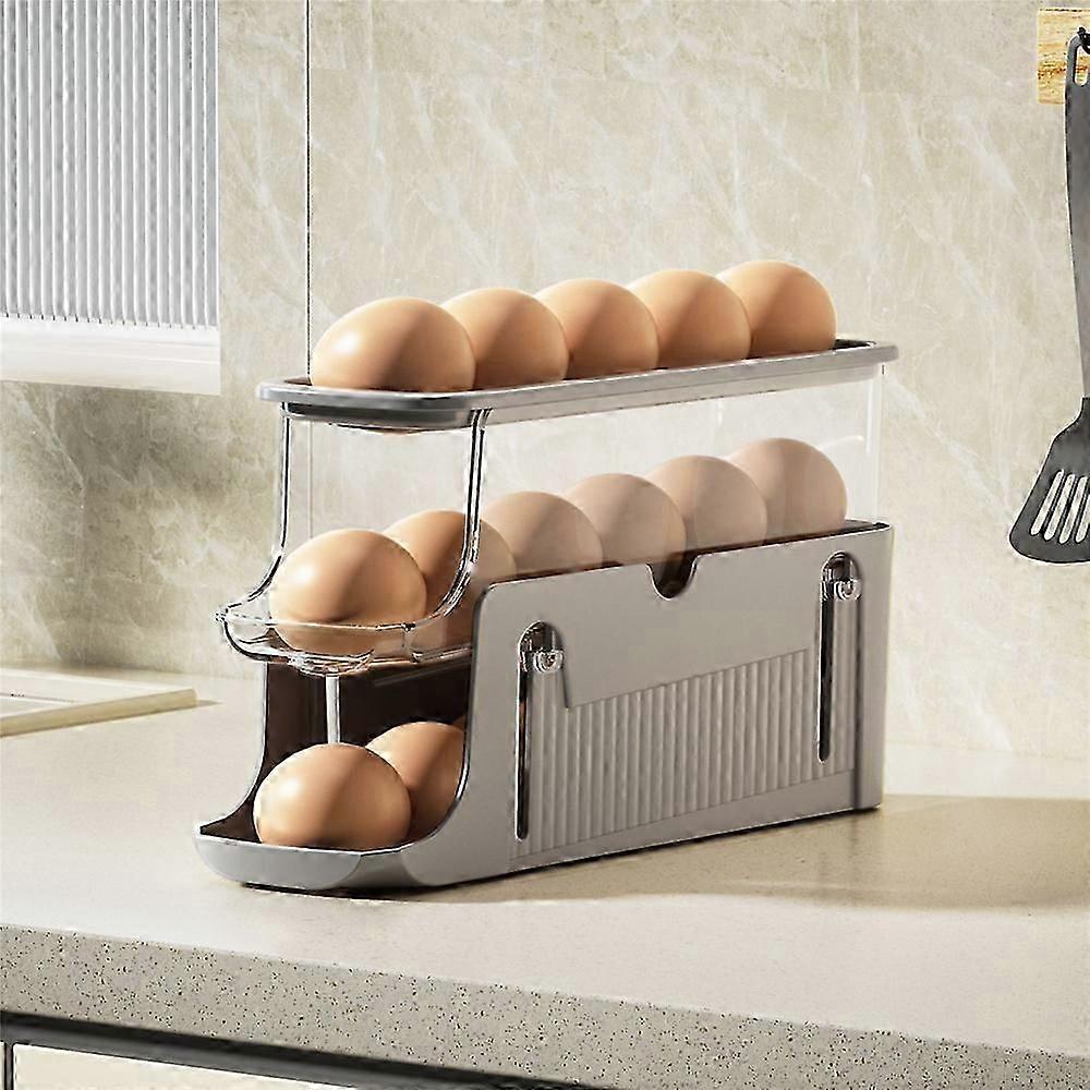 3 Tier Foldable Egg Holders,Rolling Egg Holder For Refrigerator,Automatic Rolling Egg Storage Tray,Egg Tray