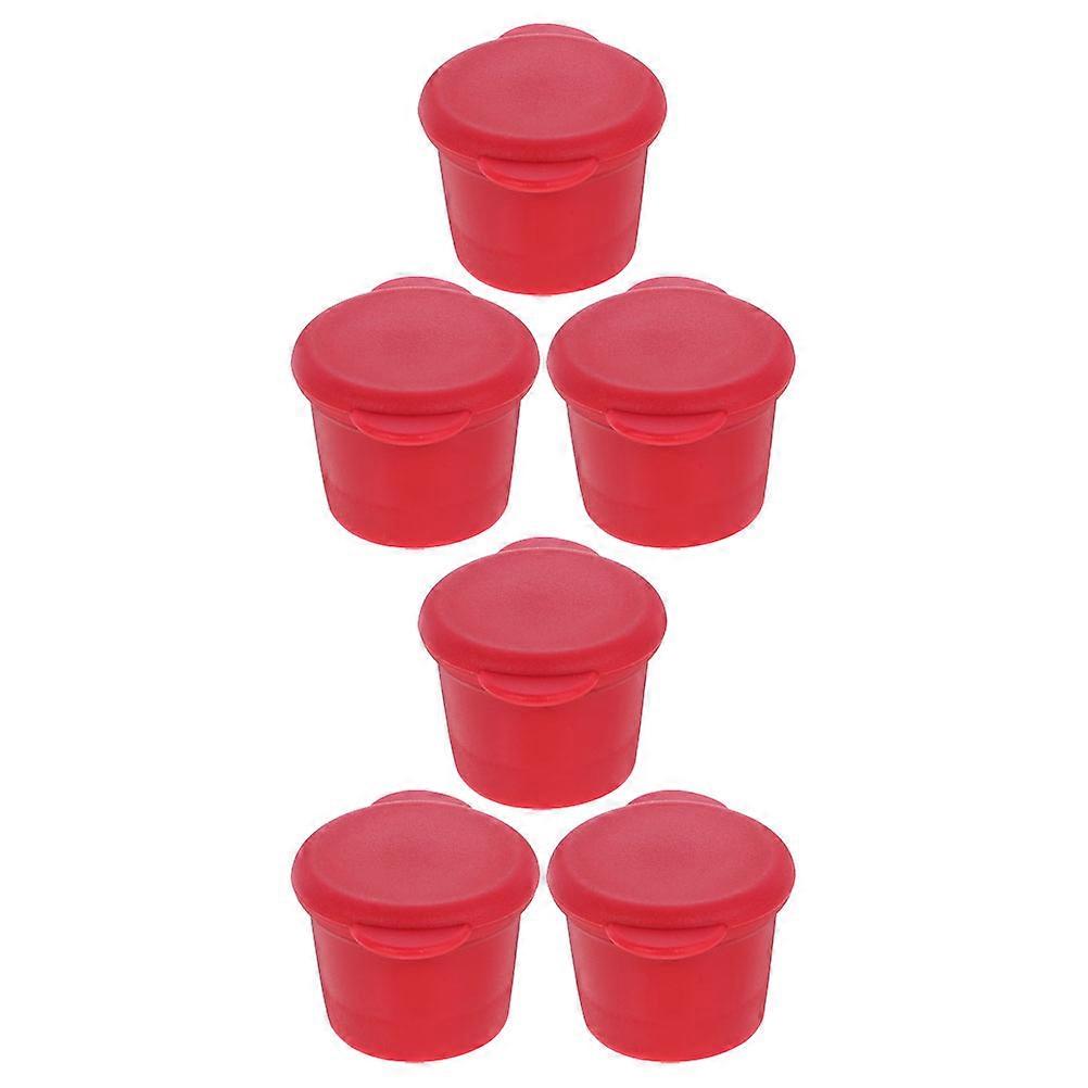 6pcs Reusable Silicone Caps Airtight Sealing Plugs for Freshness, Vibrant Red for Travel, Picnics, and Kitchen Use