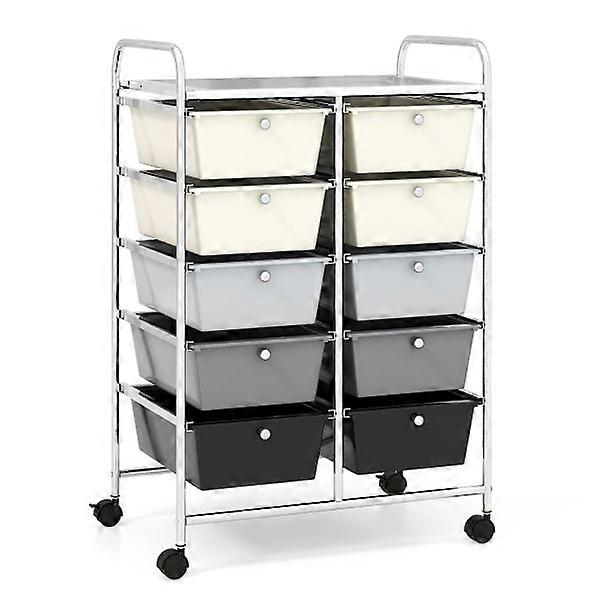 Rolling Storage Cart with 10 Drawers Sliding Cart for Tools and Office Supplies on Wheels