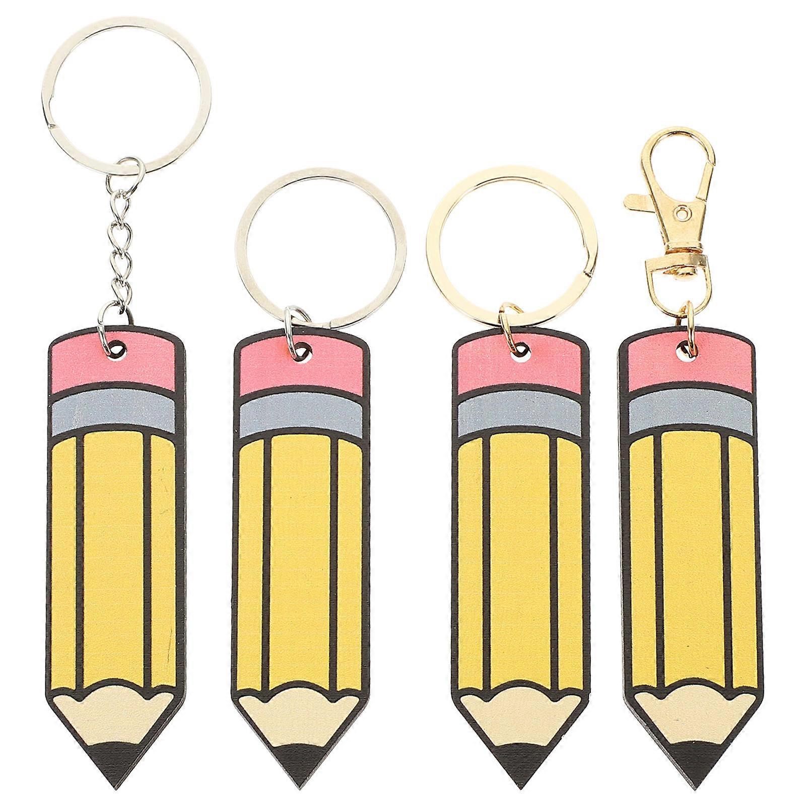 Wood Keychains for Decoration 4pcs Yellow Crafts Perfect for Bag Hanging and Graduation Season Gifts