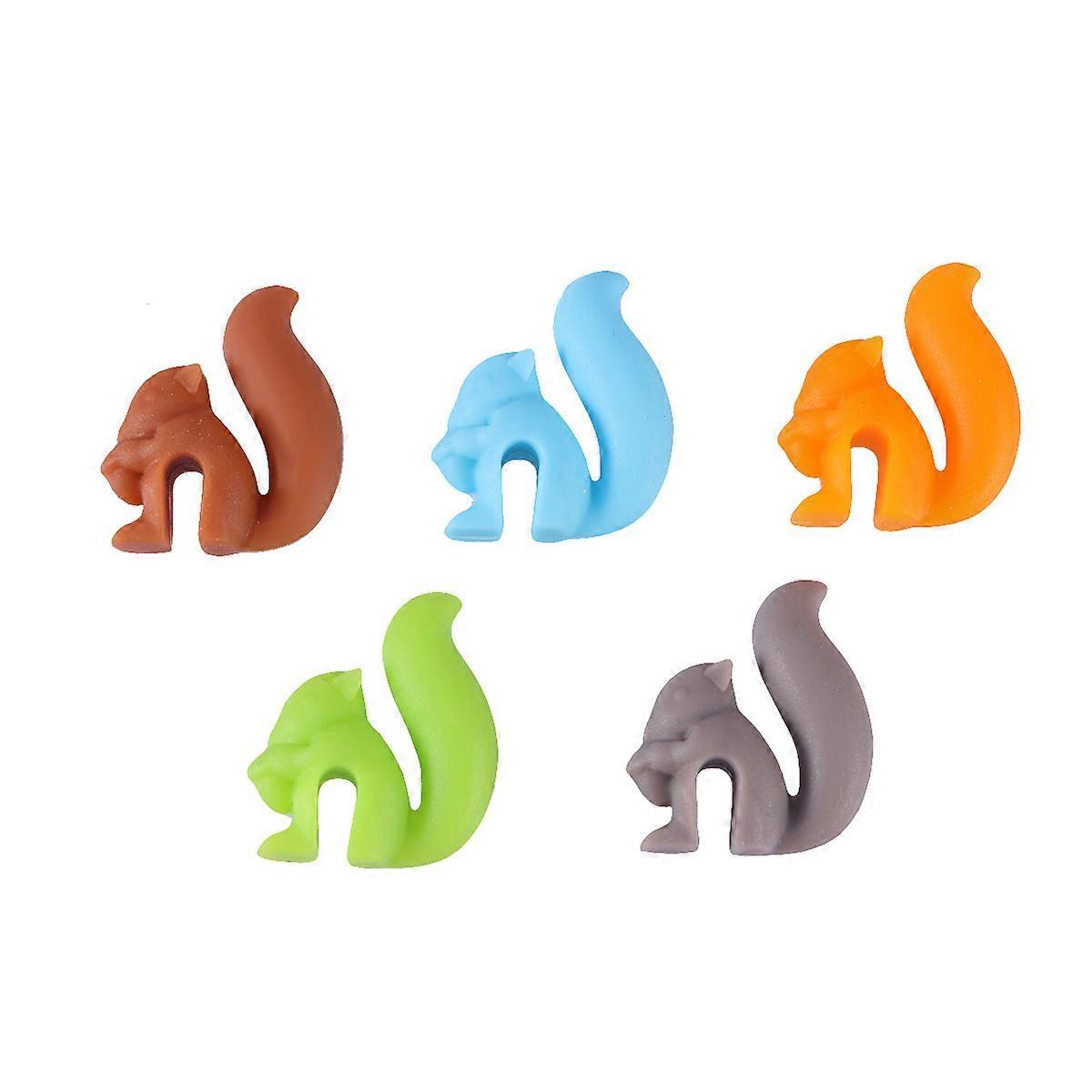 10 Pcs Assorted Color Silicone Glass Markers Creative Squirrel for Parties Food Grade NonSlip