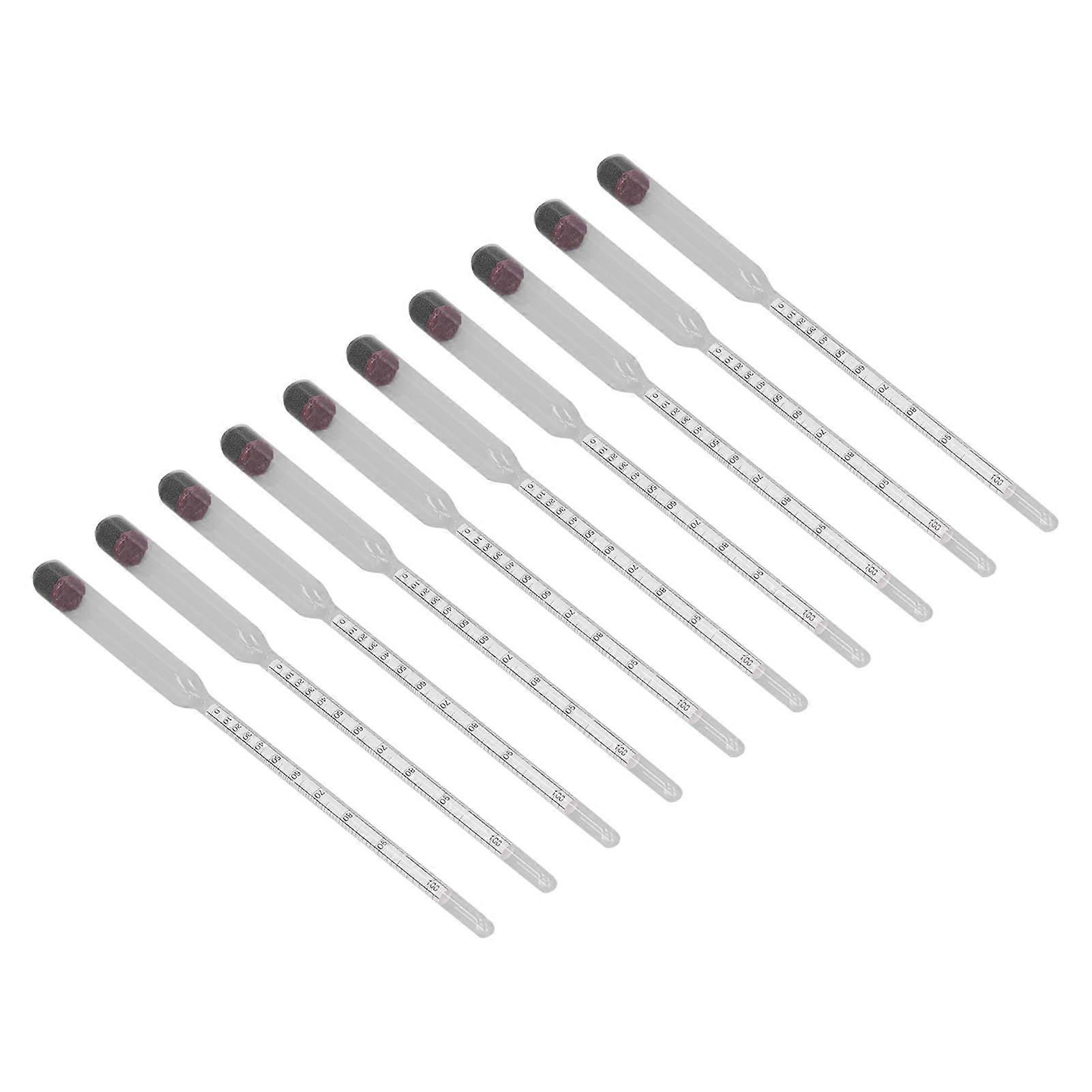 10Pcs Hydrometer Glass Beer Tester Wine Meter Measuring Tool Set Kit for Home Brewing 0-100