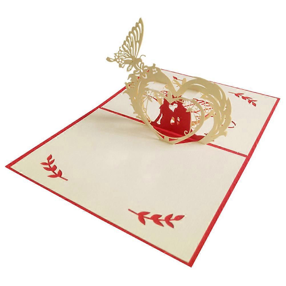 Beige 3D Up Greeting Cards For Valentine's Lovers 1Set Foldable Writing Space For Personal Messages