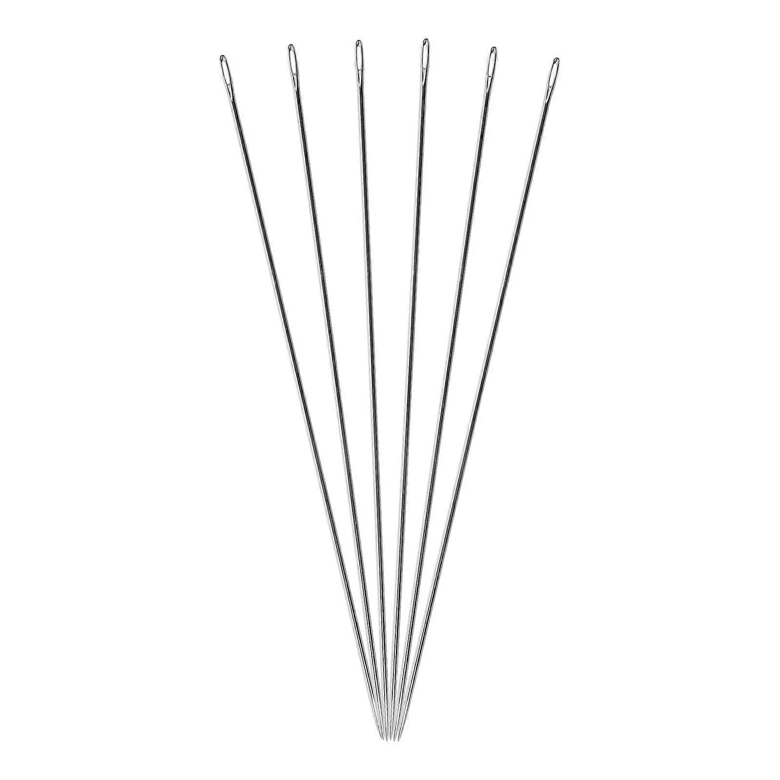 Darning Needles for Sewing Use with Large Eye Design Smooth Iron Needles Set of 6 Pieces Silver Color