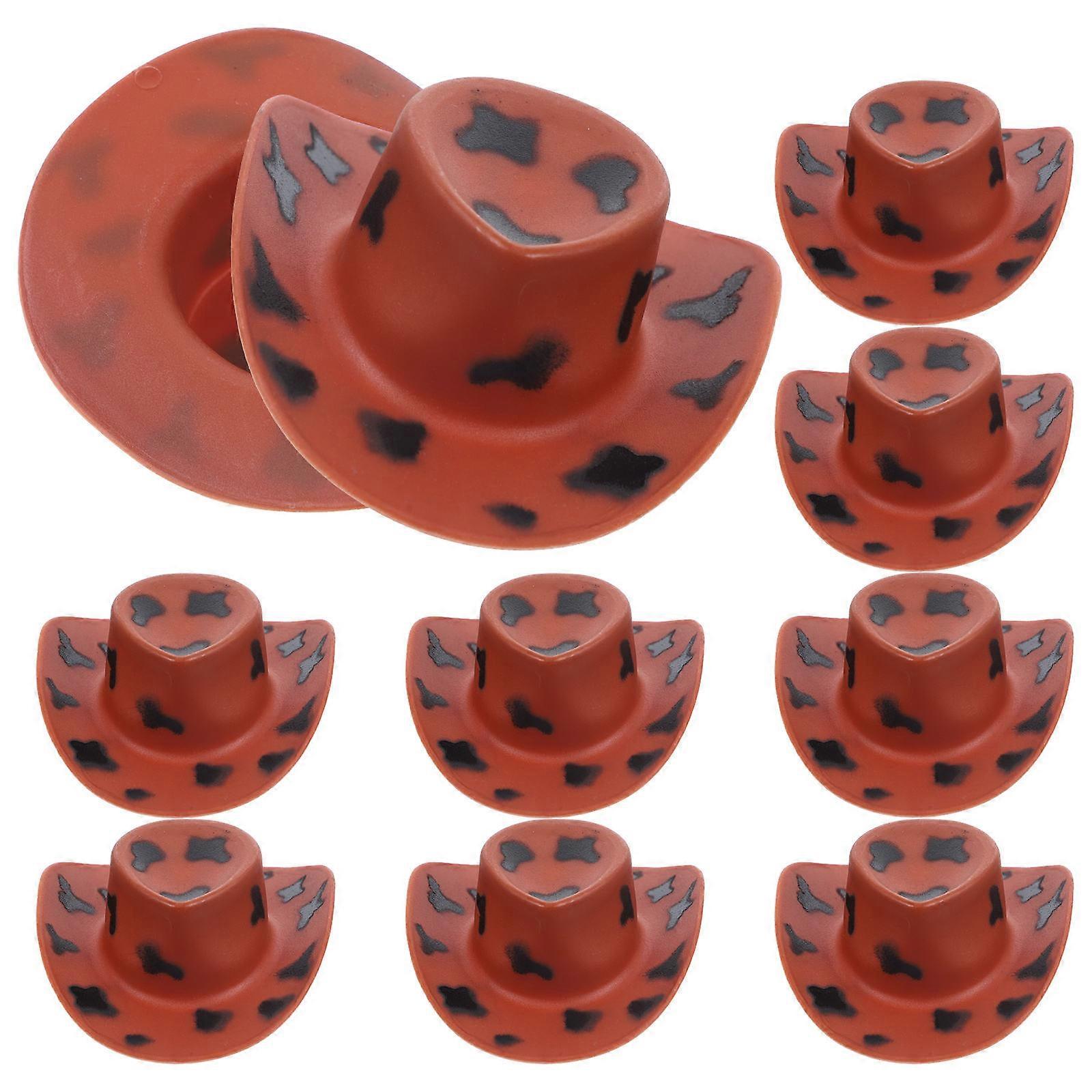 10pcs Cute Plastic Doll Hats for DIY Crafts and Home Decoration Brown Small Size